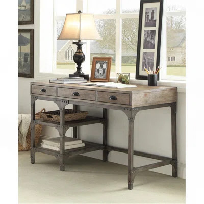 Antique Silver 3-Drawer Writing Desk | Wayfair North America
