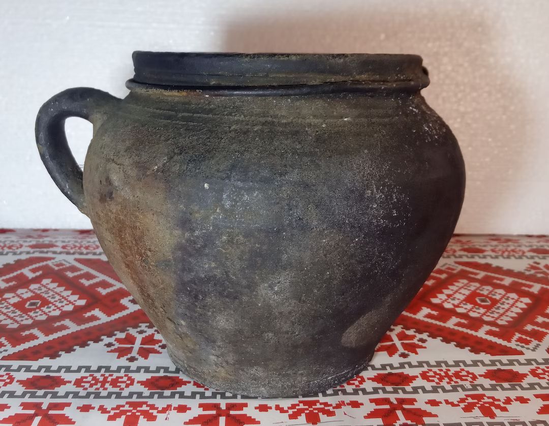 Vintage Jug Antique tableware Rustic decor Clay pottery Wedding decor Primitive decor Flower pot ... | Etsy (US)