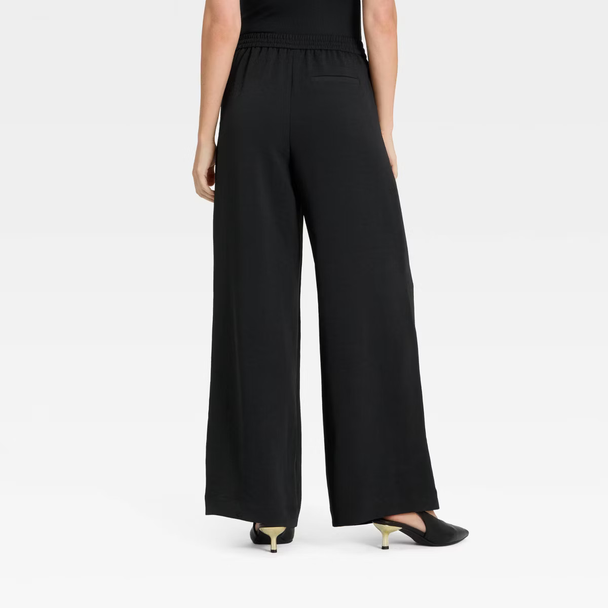 Women's Wide Leg Signature Crepe Pull-On Pants - A New Day™ Black M | Target