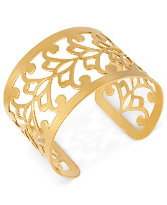 Hint of Gold 14k Gold-Plated Filigree Cuff Bracelet | Macys (US)