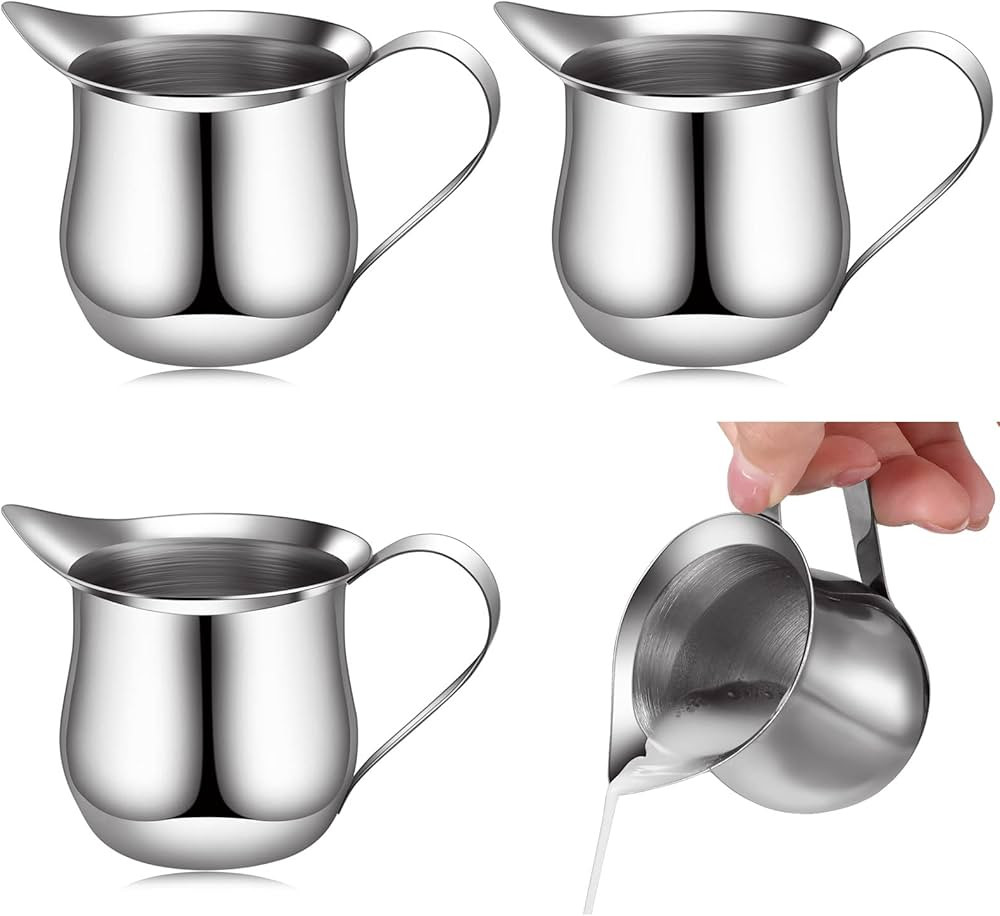 4 Pieces Creamer Pitcher Bell Shaped Creamer 3 Ounce Espresso Pouring Cup Stainless Steel Creamer... | Amazon (US)