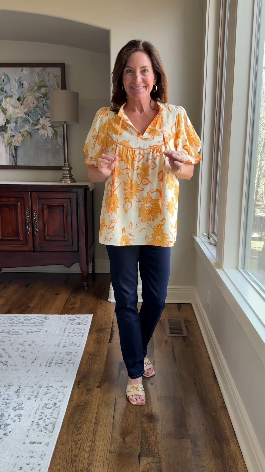 Bright. Polished. Zero effort. ☀️

This yellow floral blouse is an easy authority piece — soft movement on top, clean dark denim on bottom. It’s the kind of top that makes you look styled without trying.

Wear it:
• Casual workday
• Lunch with friends
• Weekend out

Pro move: slight front tuck + neutral sandal to keep the silhouette long and streamlined.

#AmazonFashion #StyleOver40 #SpringStyle #ModernMidlifeStyle #EverydayChic