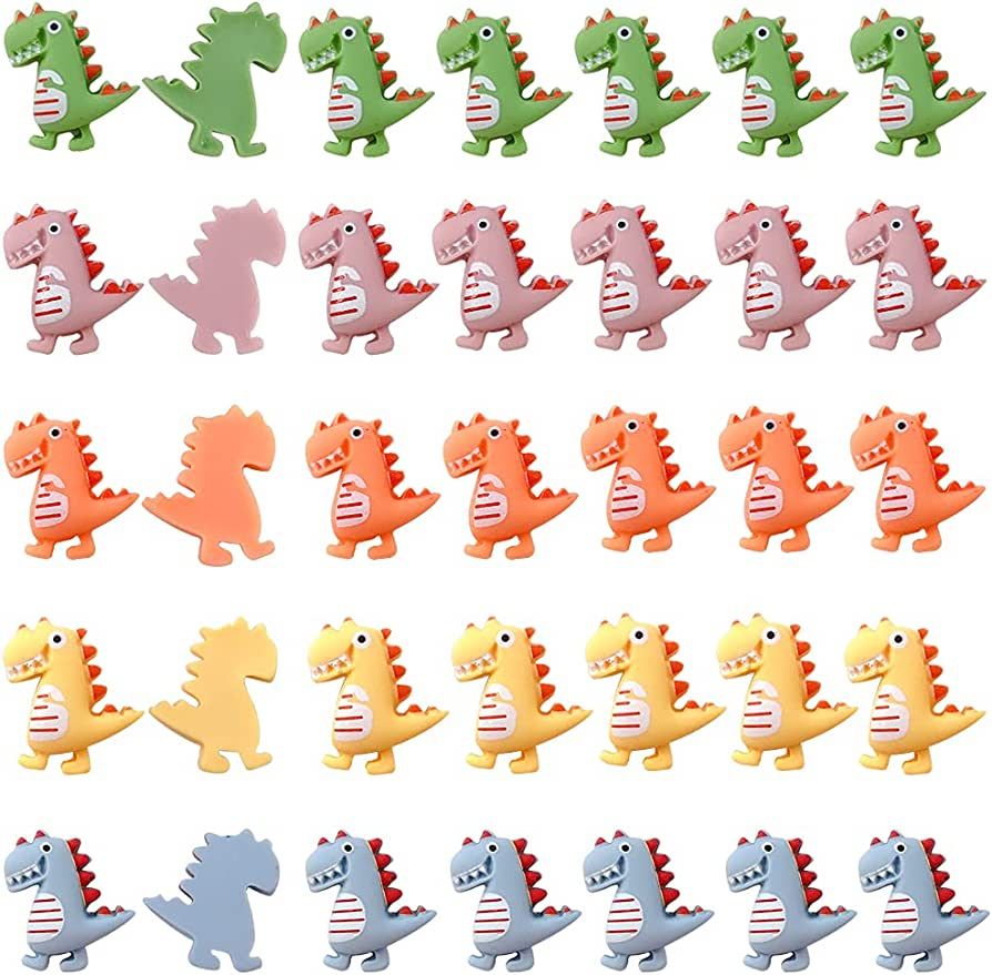 Rurili 50 Pcs Colorful Cute Dinosaur Shape Resin Flatback Slime Charms for Scrapbooking Embellish... | Amazon (US)