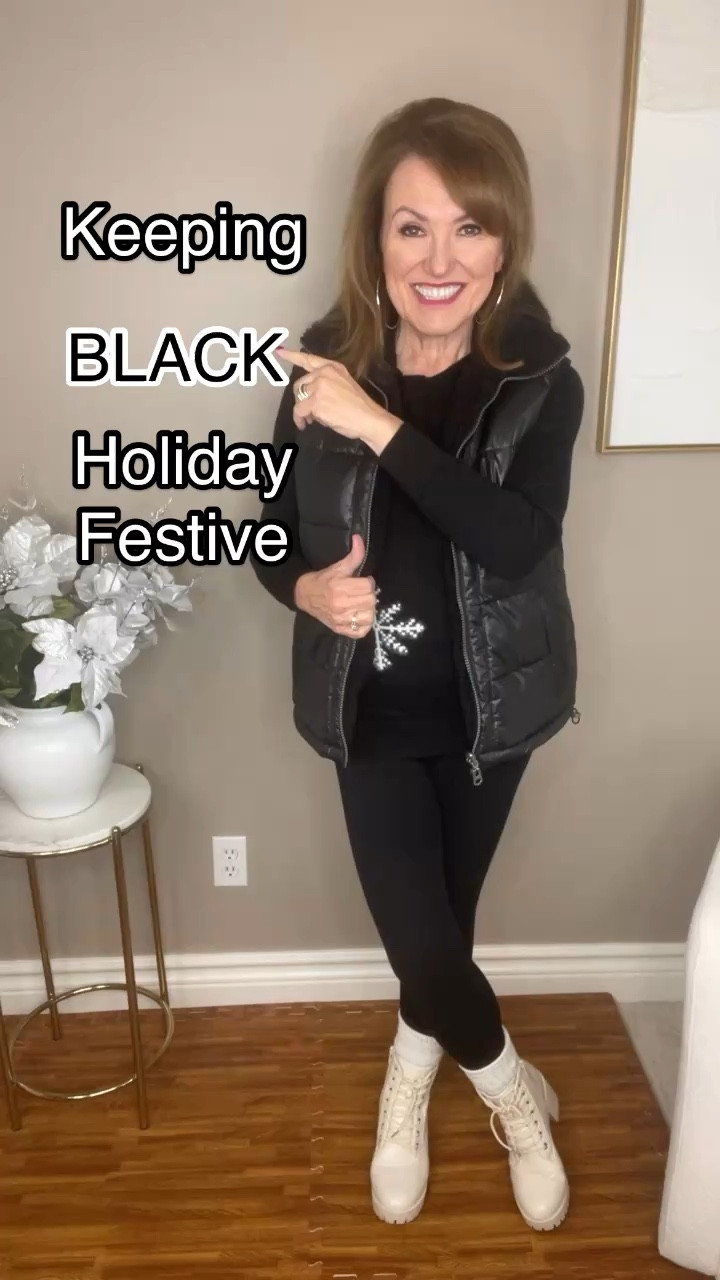 For all my ladies who just want to wear black……I hear you!  This is for you.

We all know that black can be elegant but it can be festive too. Try a fun holiday sweater (that you can wear all winter long) or add some pearl embellisments, either on the top itself or add some fun pearl jewelry.

Don’t forget the metallics as well.  You can find a metallic top or go all black and add some metallic accents in your shoes or bag.  And lastly, the easiest…add some faux fur cuffs to a basic turtleneck.  Stick with black for a subtle look or go with white or another color for a fun pop of color.


#LTKStyleTip #LTKSeasonal #LTKHoliday