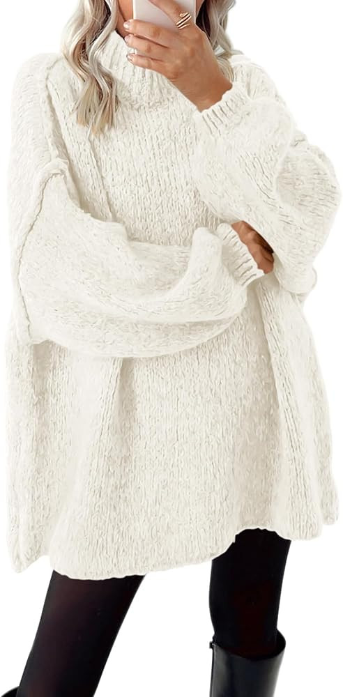 BTFBM Sweaters for Women Fall 2025 Long Sleeve Mock Neck Cable Knit Oversized Sweater Pullover To... | Amazon (US)