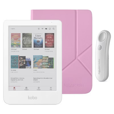 Kobo Clara Colour (White) eReader with Candy Pink SleepCover & White Remote Bundle | Target