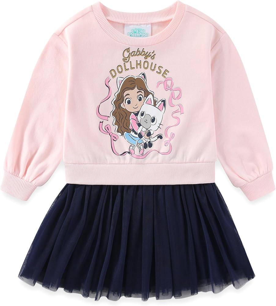 DREAMWORKS GABBY'S DOLLHOUSE Girls Long Sleeve Tulle Dress for Toddler and Big Kids | Amazon (US)