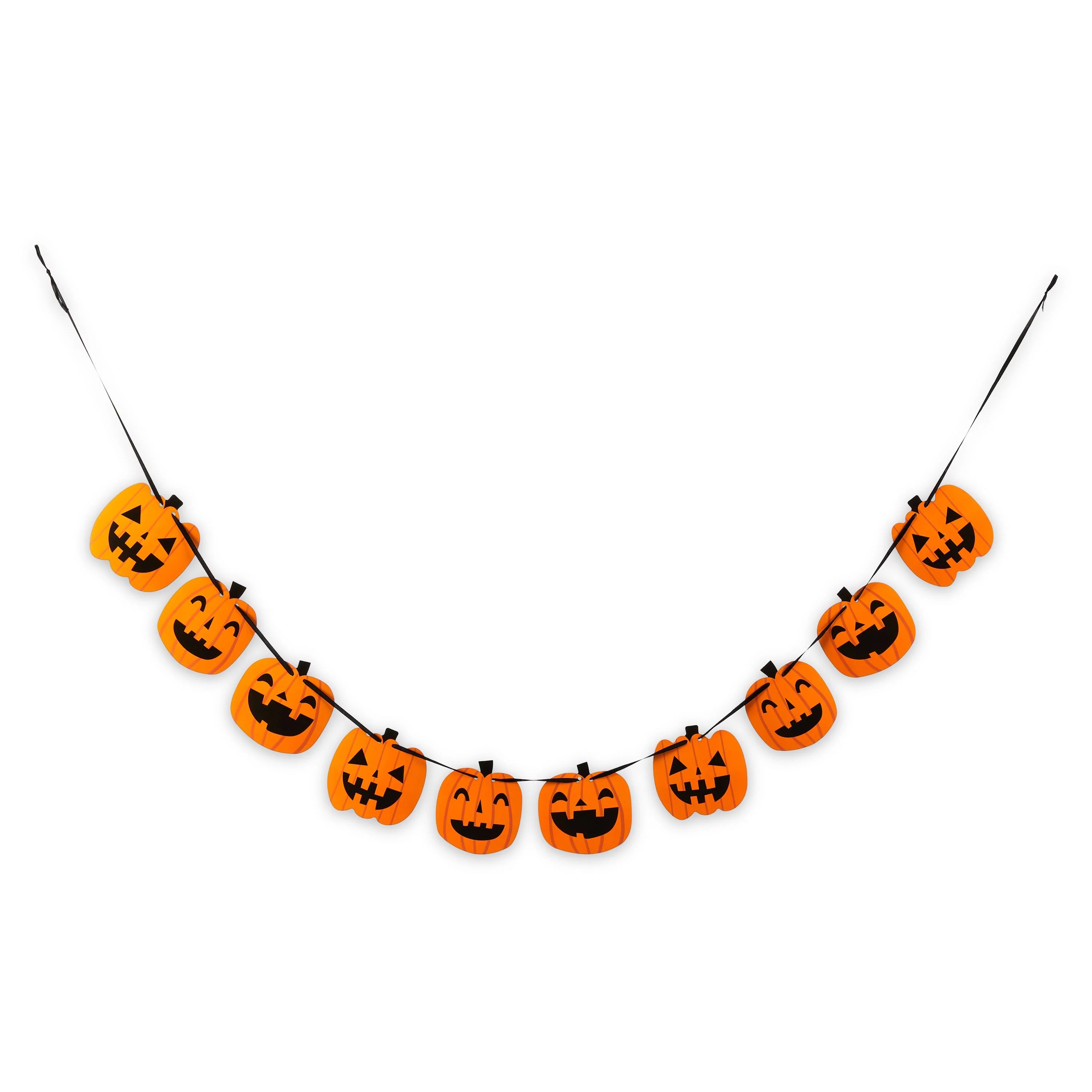 Halloween Orange and Black Pumpkin Paper Garland, Halloween Partyware, 6', by Way To Celebrate - ... | Walmart (US)