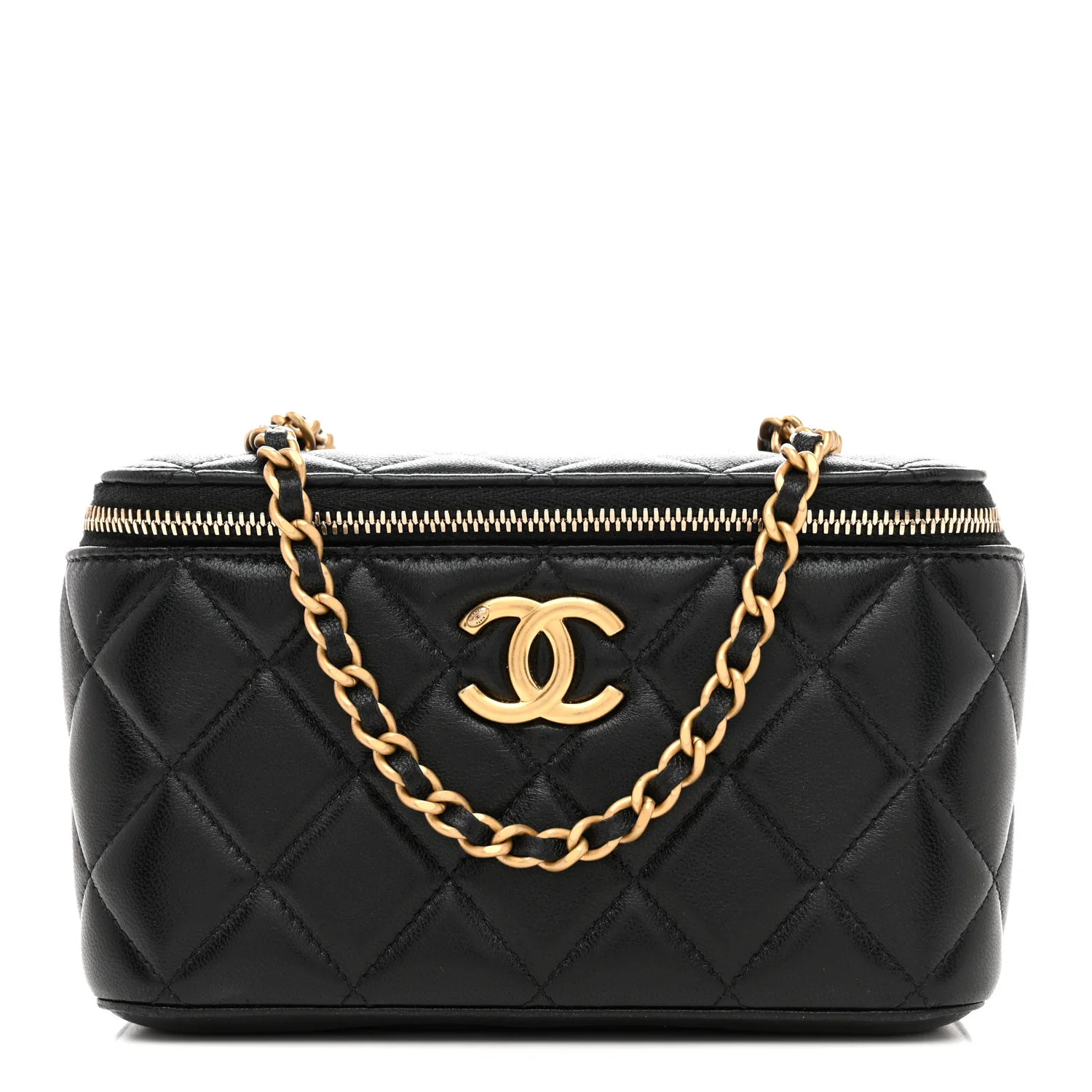 Lambskin Quilted Small CC Vanity Case Black | FASHIONPHILE (US)