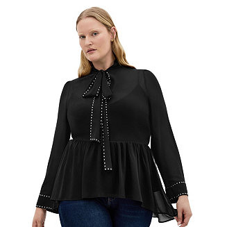 Plus Size Kara Stud Tie Neck Top | Macy's