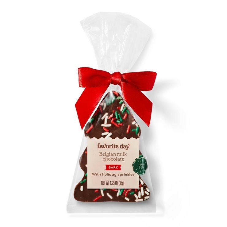 Christmas Tree Belgian Milk Chocolate Bark with Red and Green Jimmies - Favorite Day™ | Target