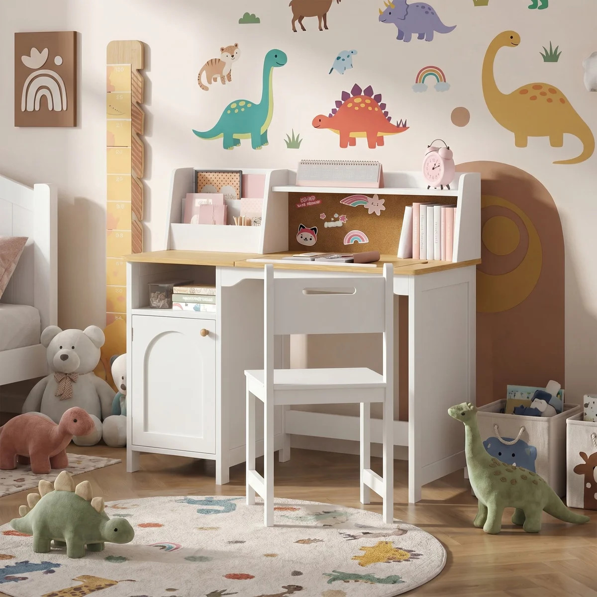 35.4" W Kids Study Desk with Hutch and Tiltable Desktop and Chair Set | Wayfair North America