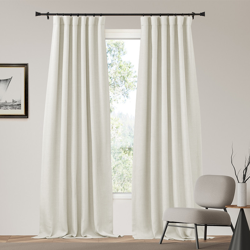 4 Layers Linen Look Heavyweight Soundproof Thermal Blackout Custom Curtain | TheHues