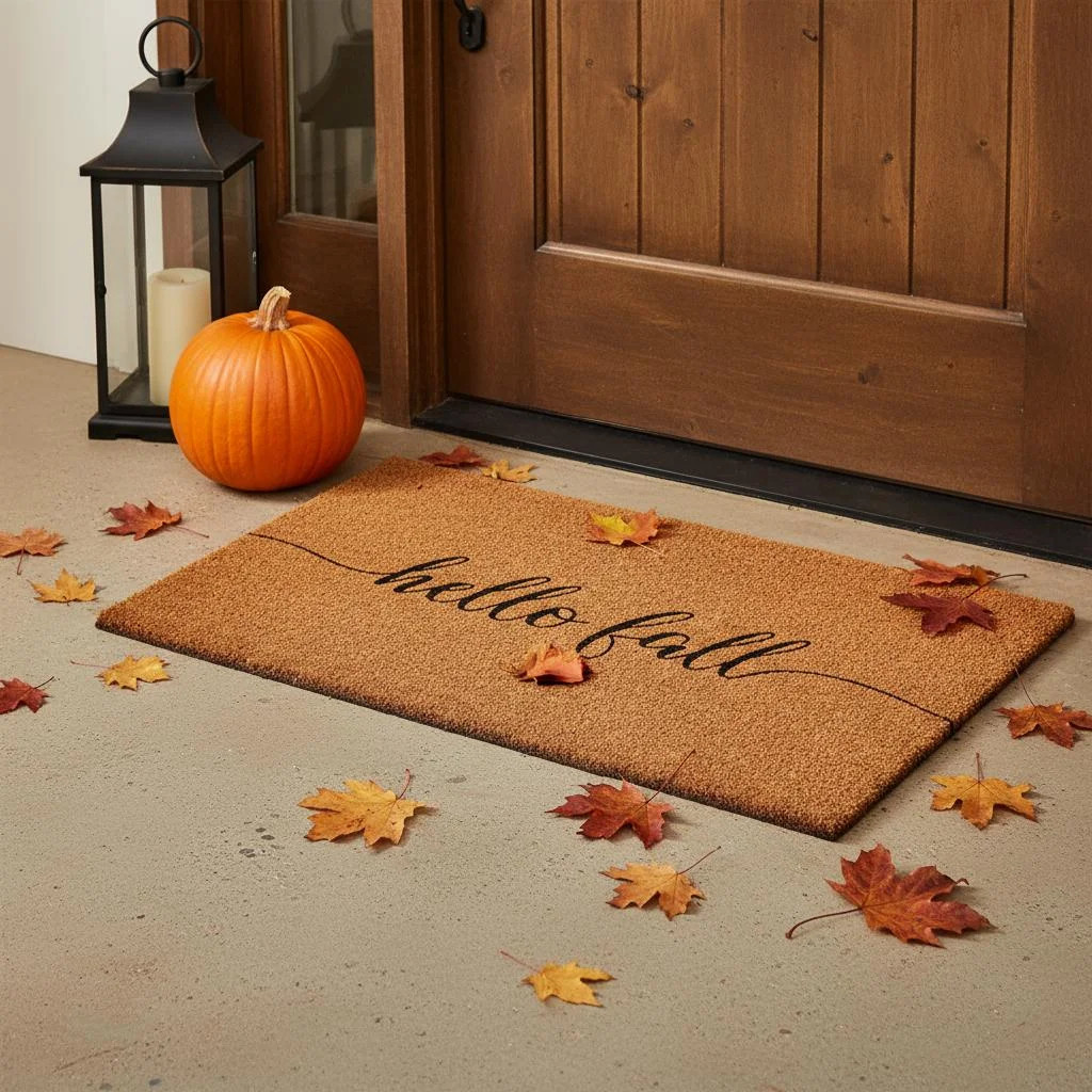 24" X 36" Brown And Natural Fall Hello Fall Outdoor Coir Door Mat | Wayfair North America
