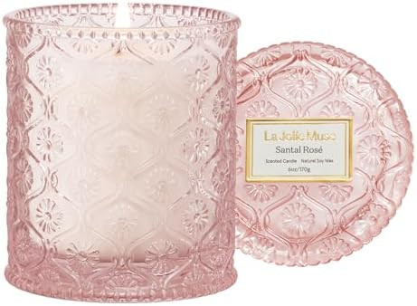 LA JOLIE MUSE Santal Rose Scented Candle – Saffron, Rose & Leather | 6 oz Natural Soy Wax | 40 ... | Amazon (US)