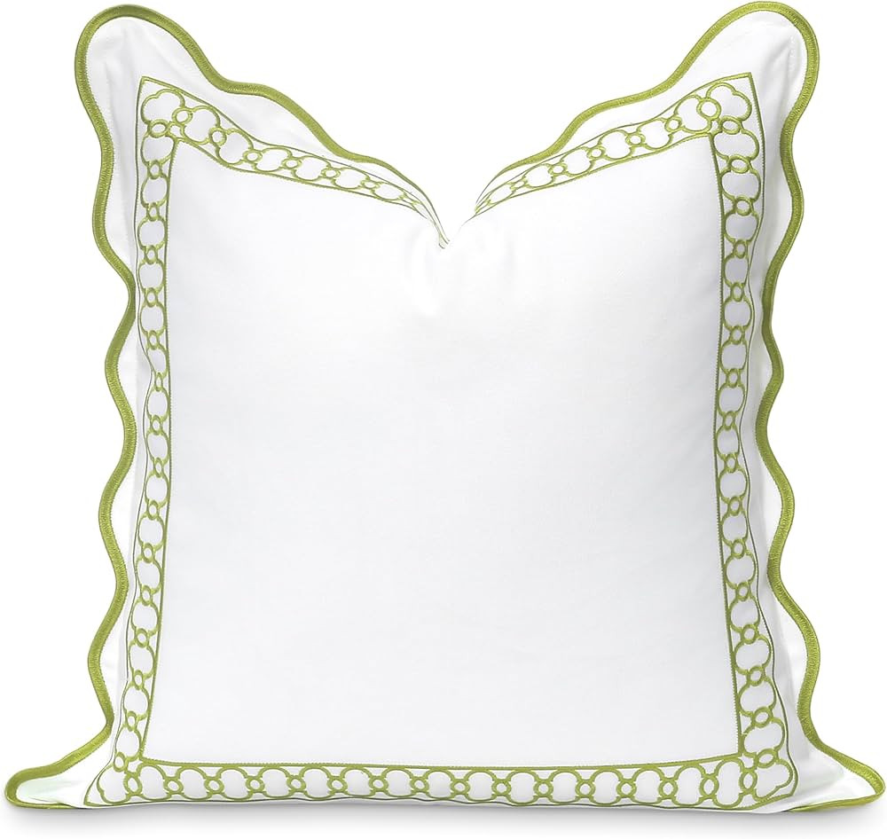 Hofdeco Premium Coastal Patio Indoor Outdoor Scalloped Throw Pillow Cover Only, 20"x20" Water Rep... | Amazon (US)