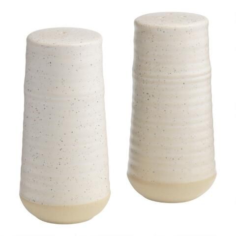 Tipton Ivory Speckled Ceramic Salt and Pepper Shaker Set | World Market