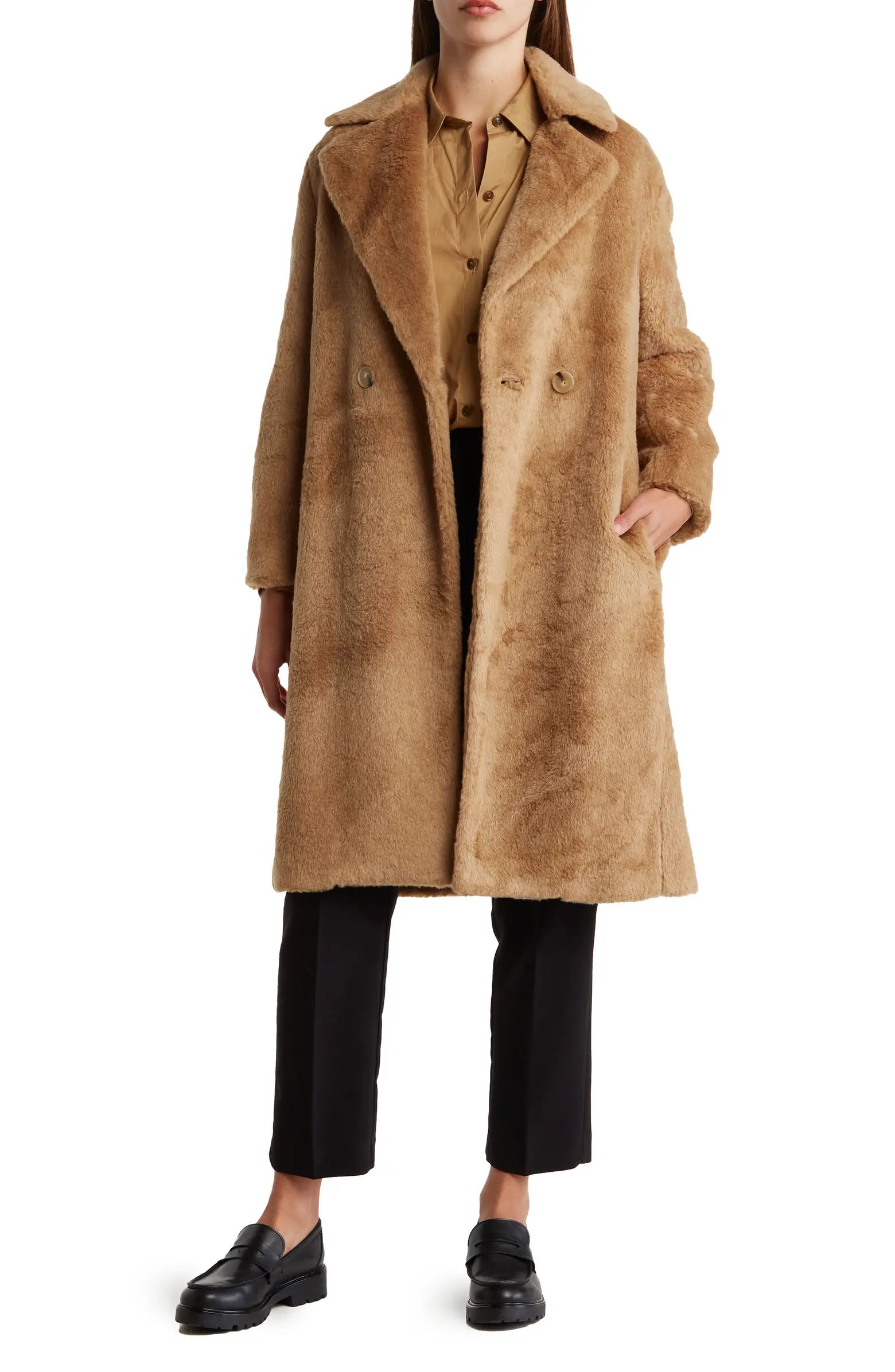 Wool Blend Faux Fur Coat | Nordstrom Rack