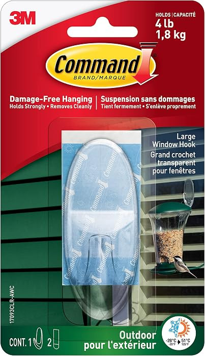 Large Clear Window Hook, with Outdoor Strips ,1 Count | Amazon (CA)