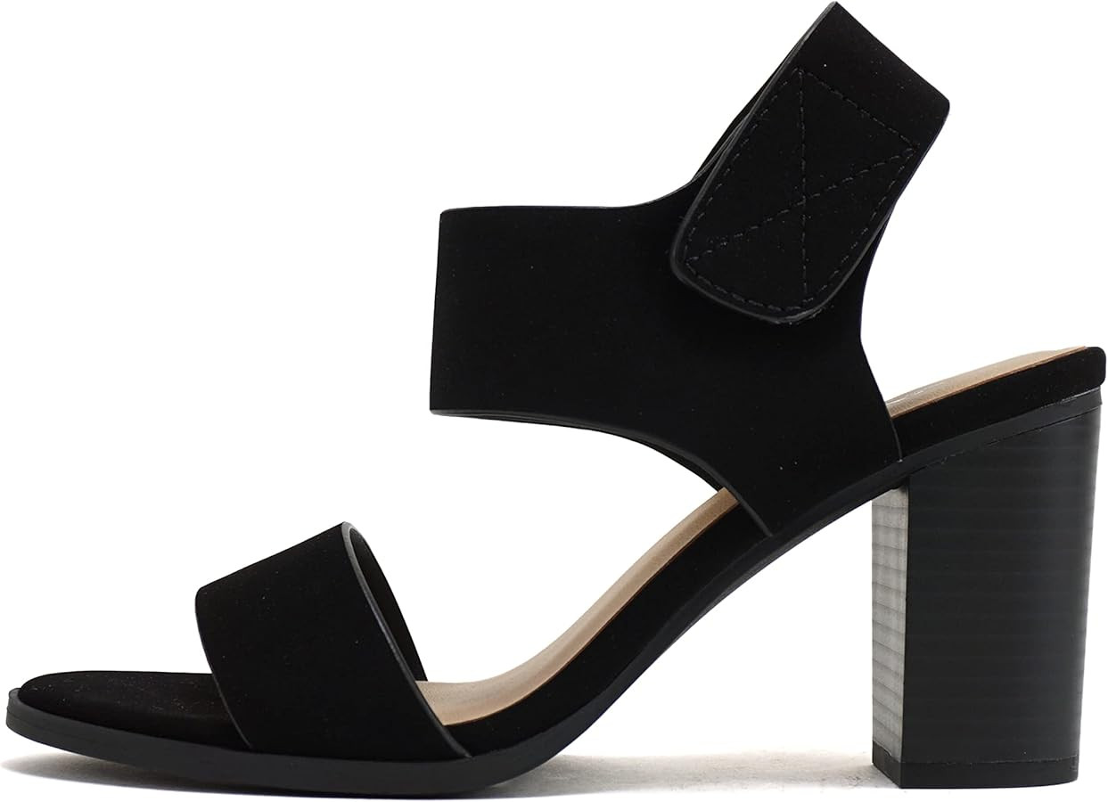 Soda WAIT-A ~ Women Open Round Toe Chunky Heel Ankle Strap High Heel Dress Sandals | Amazon (US)