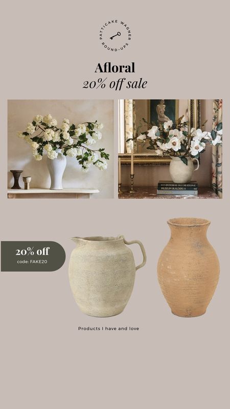 20% off sale at Afloral. Code: FAKE20. I have the cream magnolia, snowball flower, ceramic pitcher and clay vase. They’re great quality - love them! 

#LTKhome #LTKsalealert #LTKstyletip