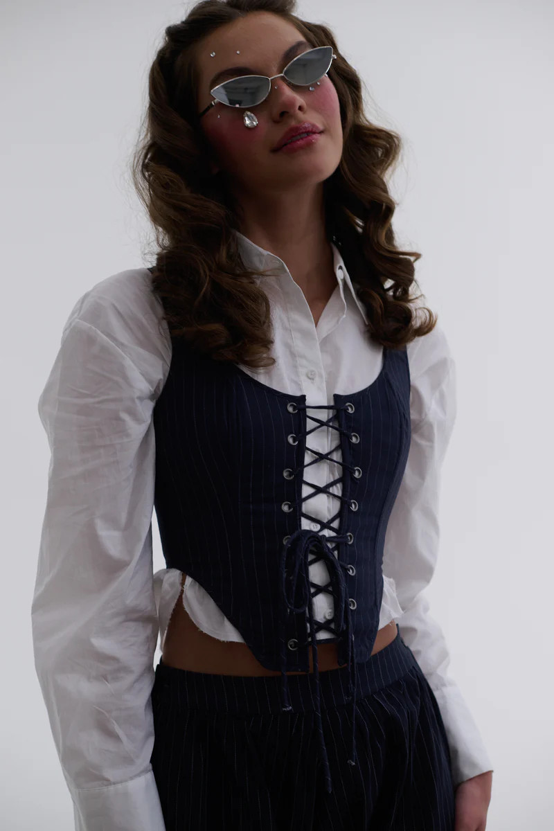 The Pinstripe Duchess Corset | Selkie Collection