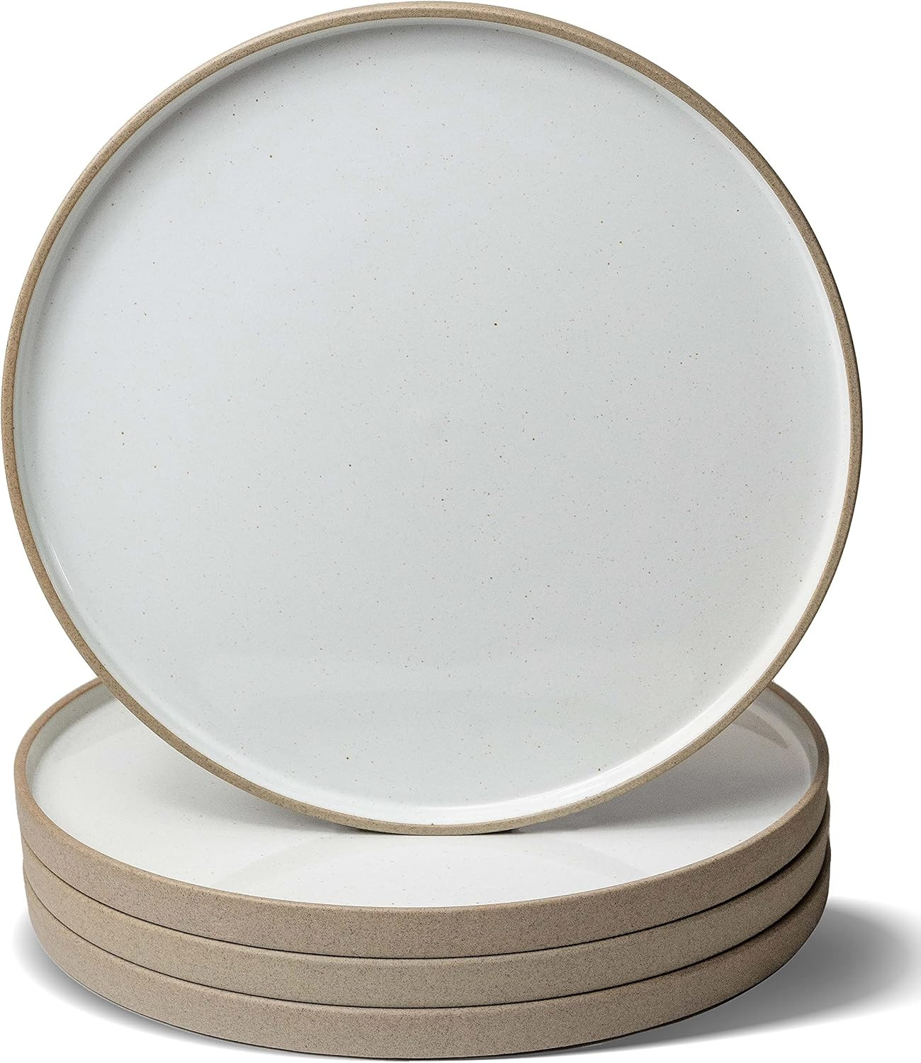 Kru Modern Speckled White Ceramic Dinner Plates | 10 Inch Farmhouse Plates - Set of 4 | Microwave... | Amazon (US)