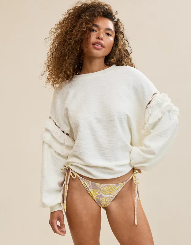 Aerie Textured Oversized Crew Sweatshirt | Aerie