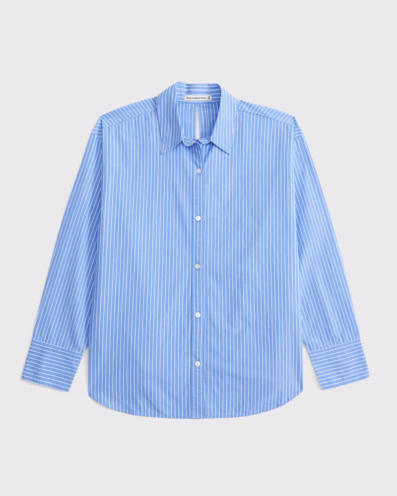 Oversized Tie-Back Poplin Shirt | Abercrombie & Fitch (US)