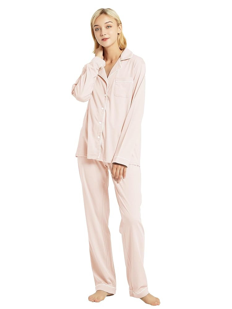 100% Cotton Pajama Sets for Women 2 Piece Long Sleeve Button Down Pjs Soft Comfy Ladies Sleepwear... | Amazon (US)