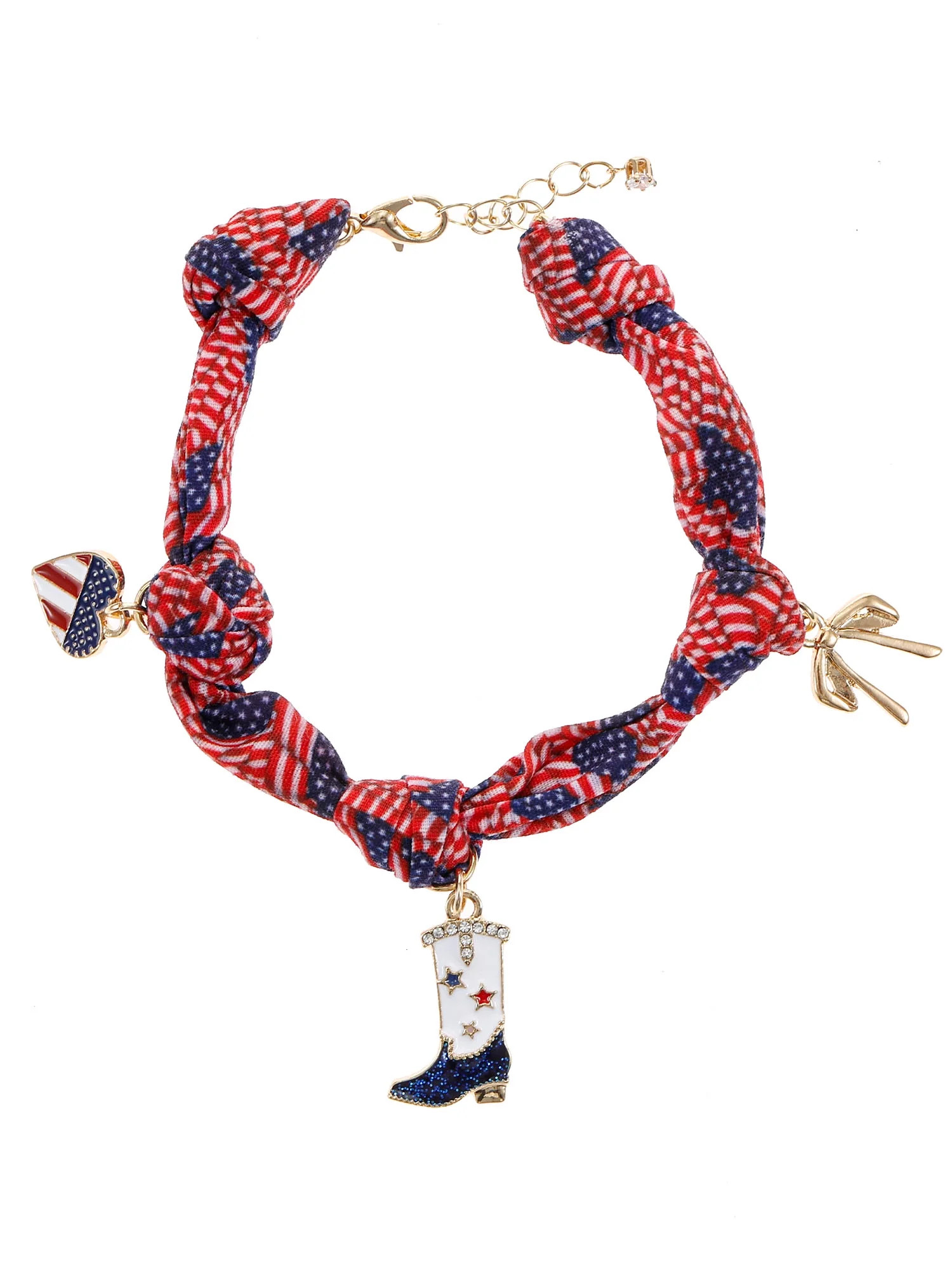 Way to Celebrate Americana Patriotic Print Fabric Charm Bracelet - Walmart.com | Walmart (US)