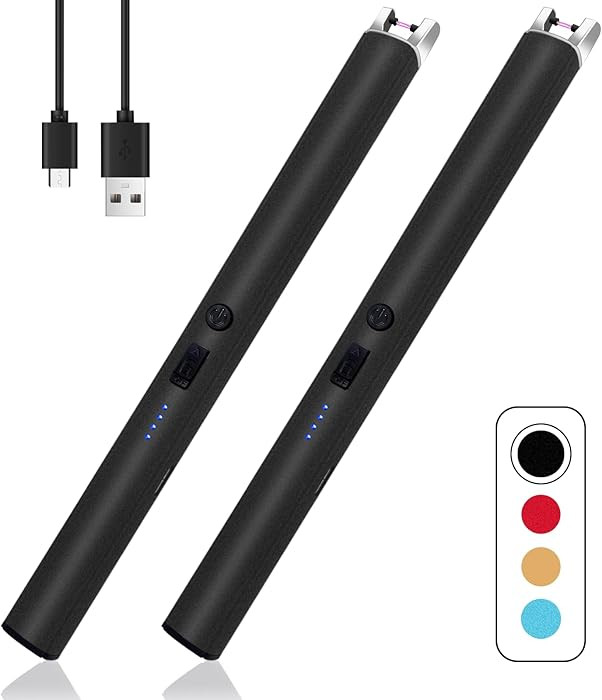 2 PCS Candle Lighter,Windproof Flameless Electric Lighter with LED Power Display ＆ Safety Switc... | Amazon (US)