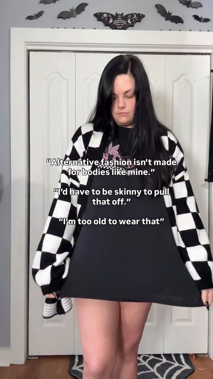 Bestie… wear the outfit. 

As a plus size girl I wasted years of my life trying to tell myself I didn’t have the body to wear the alternative clothes I wanted. 

If I can do it as a curvy girl with an apron belly in her 30’s, so can you! Let me show you how! 🖤
.
.
.
#altoutfits #plussizealt #styleover30 #alternativegirl #altfashion #plussizegoth #altoutfits #alternativefashion #edgyoutfits #altootd #softgoth #size14to16 #altgirlsofinstagram #altstyle