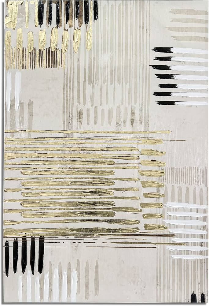 33 ART STUDIO - 40x60” Large Textured Abstract Canvas Wall Art with Gold Foil and Black White L... | Amazon (US)