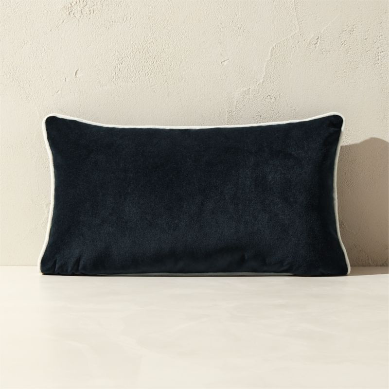 Bronte Black Velvet Outdoor Throw Pillow 20"x12" + Reviews | CB2 | CB2
