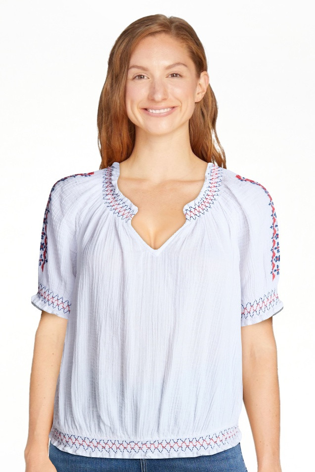 Time and Tru Women's Embroidered Peasant Top, Sizes XS-XXXL | Walmart (US)