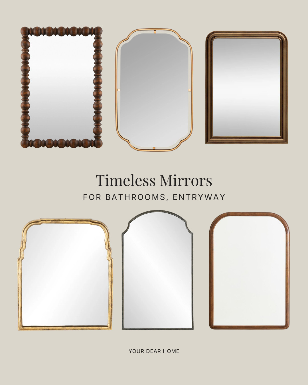 Classic mirrors with curved and detailed frames that instantly elevate bathrooms and entryways with a designer touch 

 #LTKHome