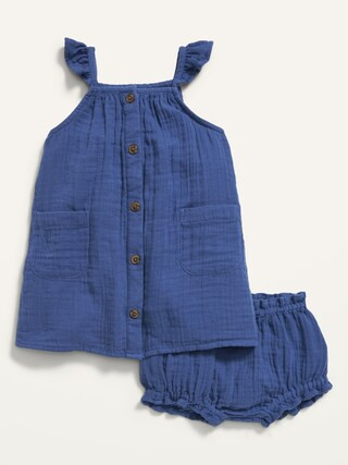 Sleeveless Button-Front Dress and Bubble Set for Baby | Old Navy (US)