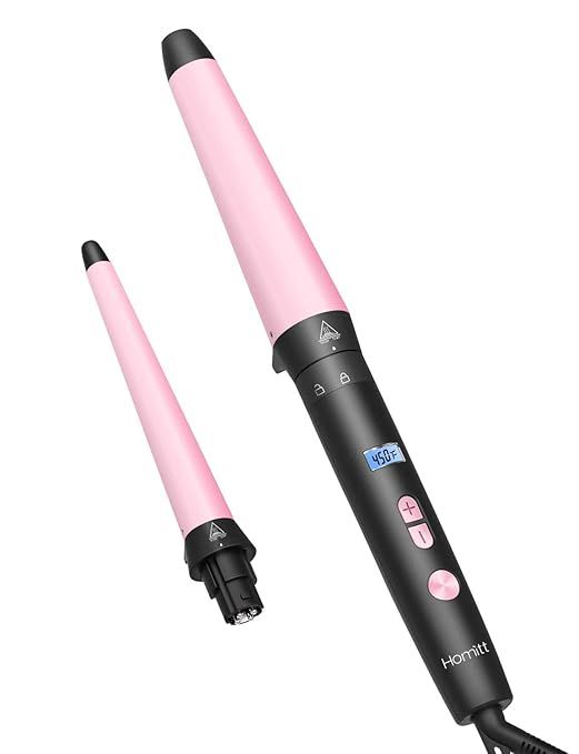 Homitt 2 in 1 Curling Wand, 2 pcs Interchangeable Hair Wand with Pearl Ceramic Technology and Dig... | Amazon (US)