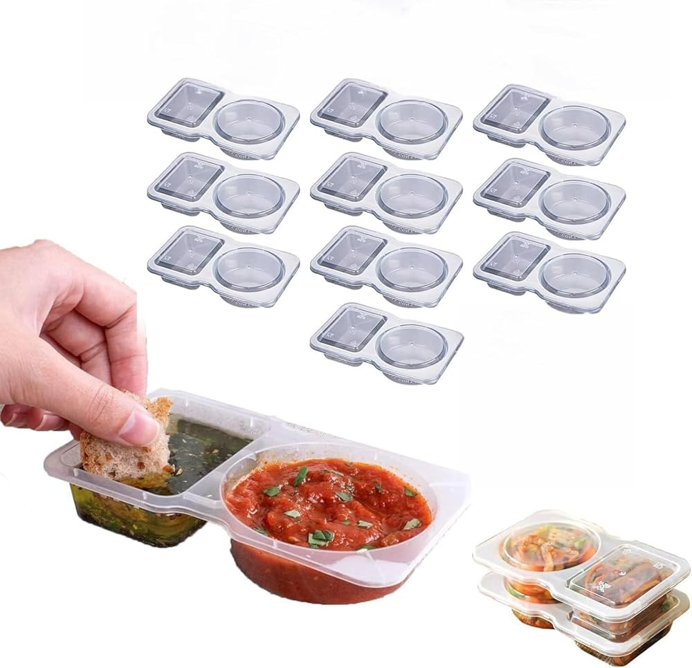 Double Compartment Seasoning Container with Lid, Double Compartment Snack container, Travel Seaso... | Amazon (US)