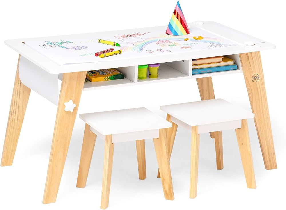 Wildkin Kids Arts and Crafts Table Set for Boys and Girls, Mid Century Modern Design Table Includ... | Amazon (US)