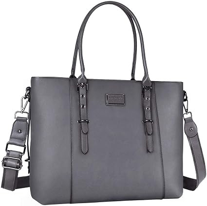MOSISO PU Leather Laptop Tote Bag for Women (15-16 inch),Gray | Amazon (CA)