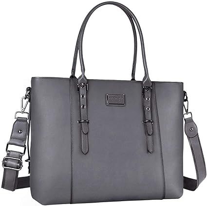 MOSISO PU Leather Laptop Tote Bag for Women (15-16 inch),Gray | Amazon (CA)