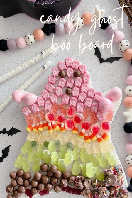 Candy ghost boo board! I used sugarfina candies, but any rainbow colored candies will do! #halloween

#LTKSeasonal #LTKbaby #LTKkids