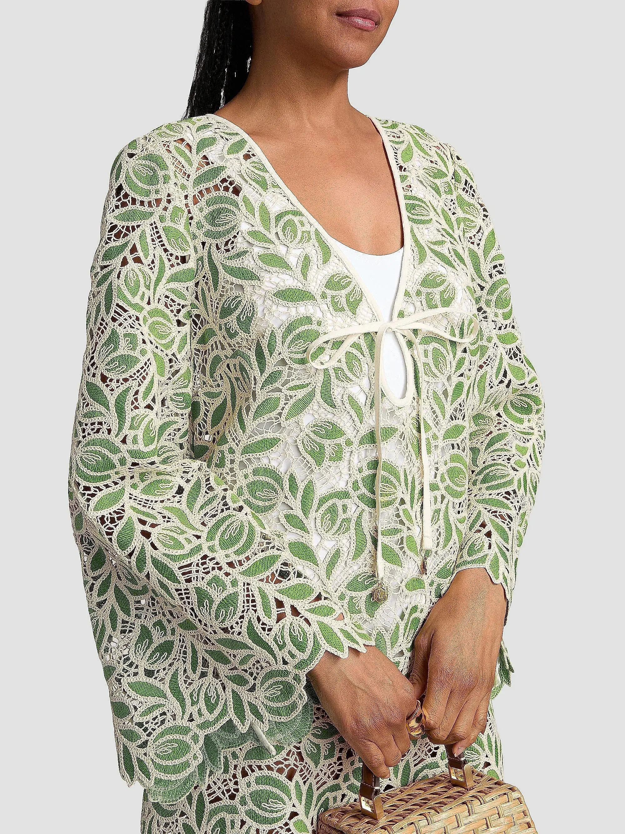 Milly Green Leaf Cotton-Blend Cover-Up Minidress | Saks Fifth Avenue | Saks Fifth Avenue