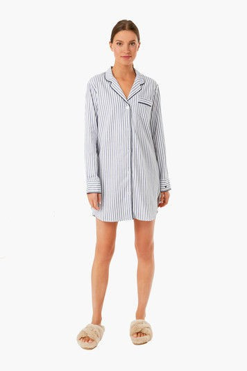 Navy French Ticking Nightshirt | Tuckernuck (US)
