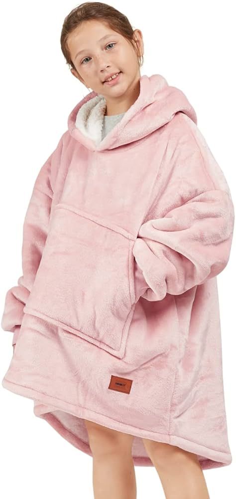 Degrees of Comfort Wearable Blanket Hoodie for Kids Girls, Sherpa Hooded Blankets Sweatshirt with... | Amazon (US)