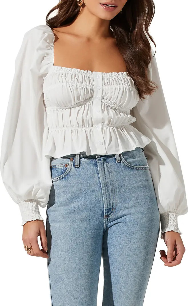 Smocked Square Neck Crop Top | Nordstrom