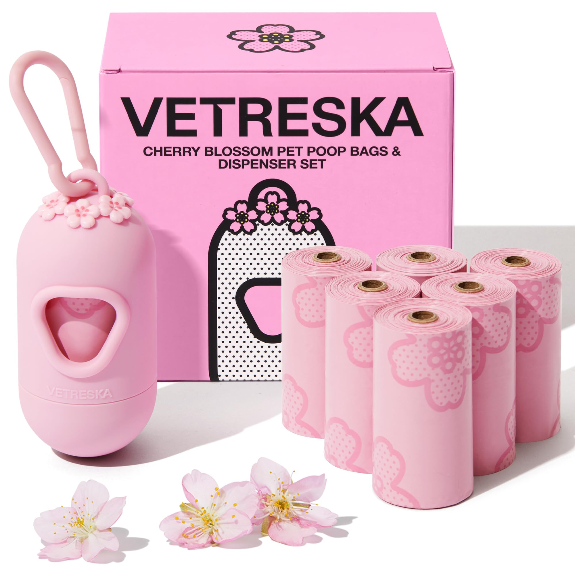 VETRESKA Dog Poop Bag Dispenser with Cherry Blossom Scented Poop Bags, Leak Proof and Extra Thick... | Amazon (US)