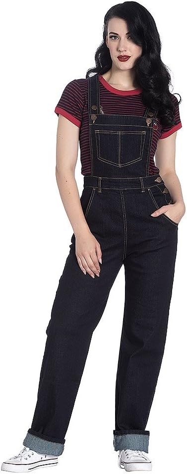 Hell Bunny Damen Latzhose Elly May Denim Dungarees 5474 (L, Navy Blau) | Amazon (DE)